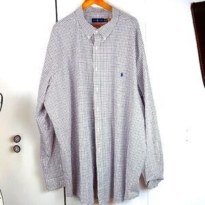 Ralph Lauren  Mens Red,white,Blue Checked Dress Shirt Preppy  Sz.4XLT